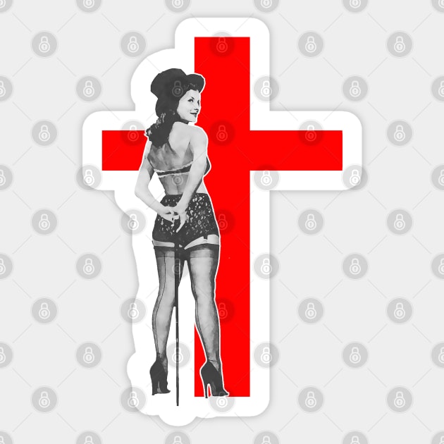 Girl wearing top hat and cross Sticker by Marccelus